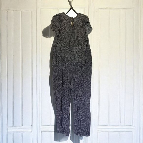 LOFT Plus Size Short Sleeve Jumpsuit Black & White Dot Print Fully Lined Size 20 - Picture 3 of 6